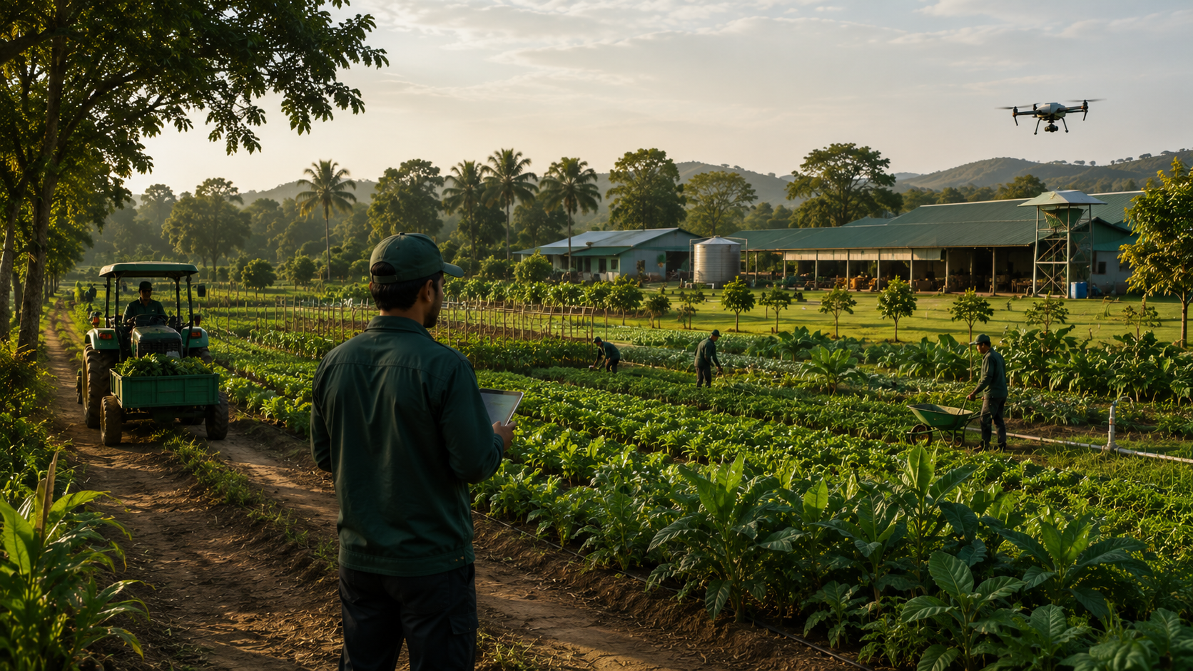 Ex-servicemen supervising a natural precision farm